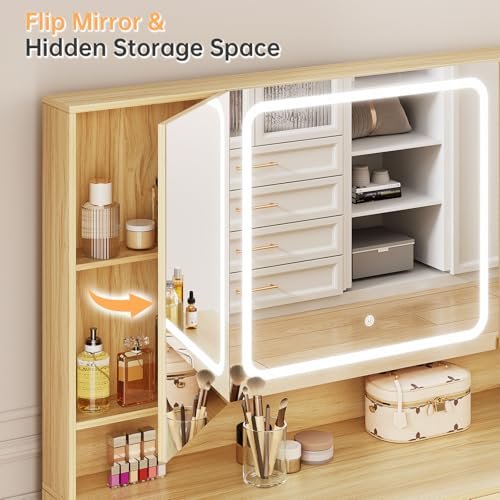 Airynee - Airynee Vanity Desk with Mirror and Light